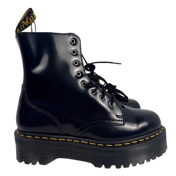 Dr. Martens Jadon Smooth Black Leather Platform Boots Zipper UK 7 EU 41, US 9 - Picture 2 of 8